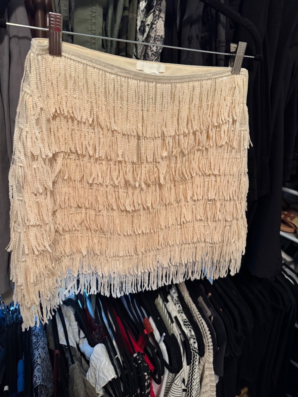 H&M Cream Fringe Mini Skirt